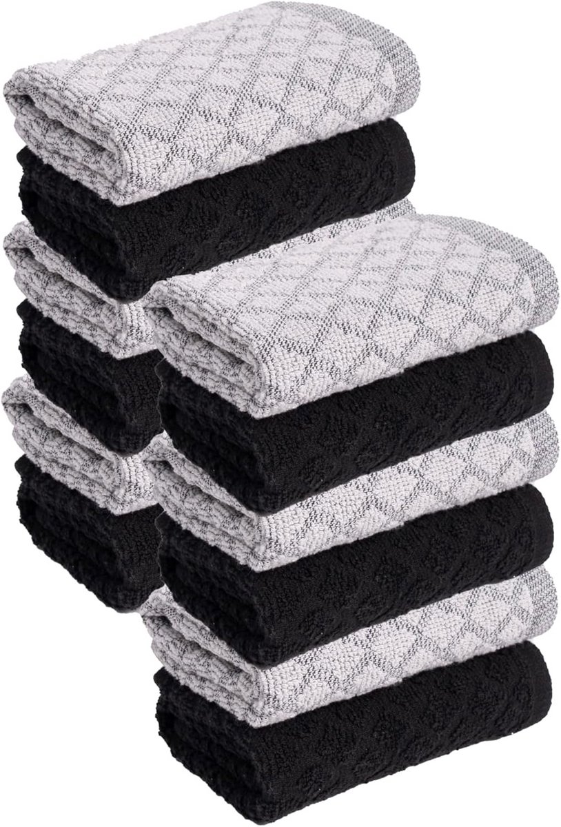 Set van 12 Keukendoeken 100% Katoen - Extra Zacht en Absorberend (40x65 cm)