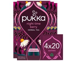Pukka Tea Night Time Berry - 80 Theezakjes - Biologische Kruidenthee - Kamille, Braam, Zwarte Bes - 4 x 20 Zakjes - Thee Voordeelverpakking