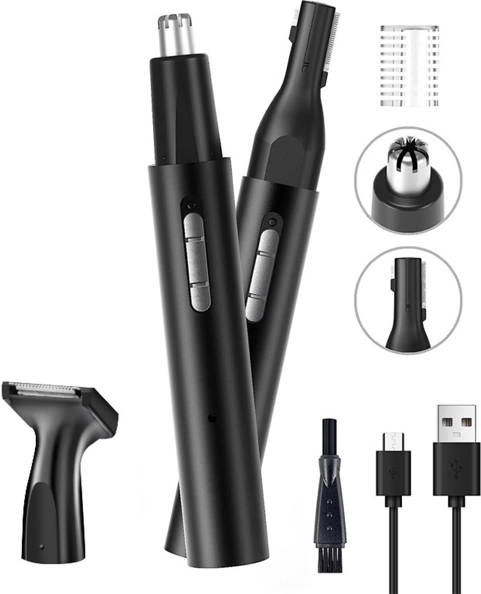 Neushaartrimmer, metalen buis, elektrische neushaartrimmer, 3-in-1 multifunctionele USB oplaadbare elektrische wenkbrauwtrimmer (1 stuk)