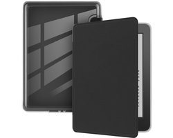 Beschermhoes geschikt voor Kindle Paperwhite KPW6 (7 inch), ultradunne transparante zachte achterkant, met automatische slaap-/wekfunctie -zwart