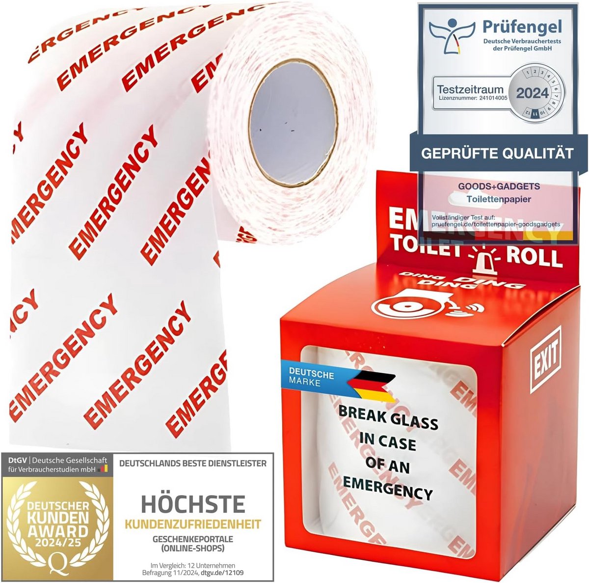Noodtoiletpapier Geschenkverpakking - Grappig Toiletpapier - Humoristisch Cadeau - Noodsituatie Opdruk - 200 Vellen - Wit