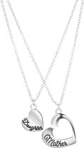 Zilverkleurig byoux moeder dochter ketting