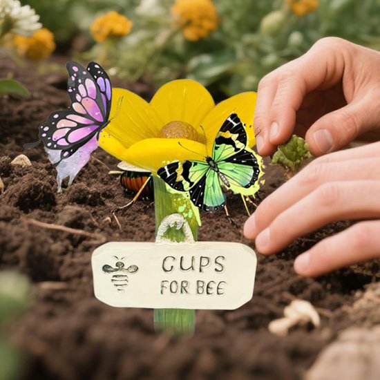 Bijendrinkstation 2 Bloemvormige Drinkbakjes voor Bijen Kleurrijk Hexapod Drinkbakje voor in de Tuin Gazon en Terras van Merkloos	 — afbeelding 2