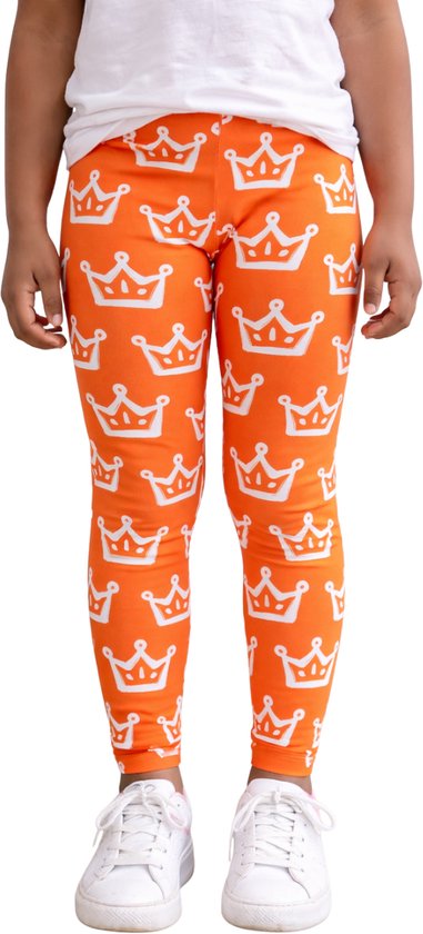 Oranje Legging meisjes - Koningsdag kleding - High Waist - Positive Pants - Kinderen (maat 92-98)