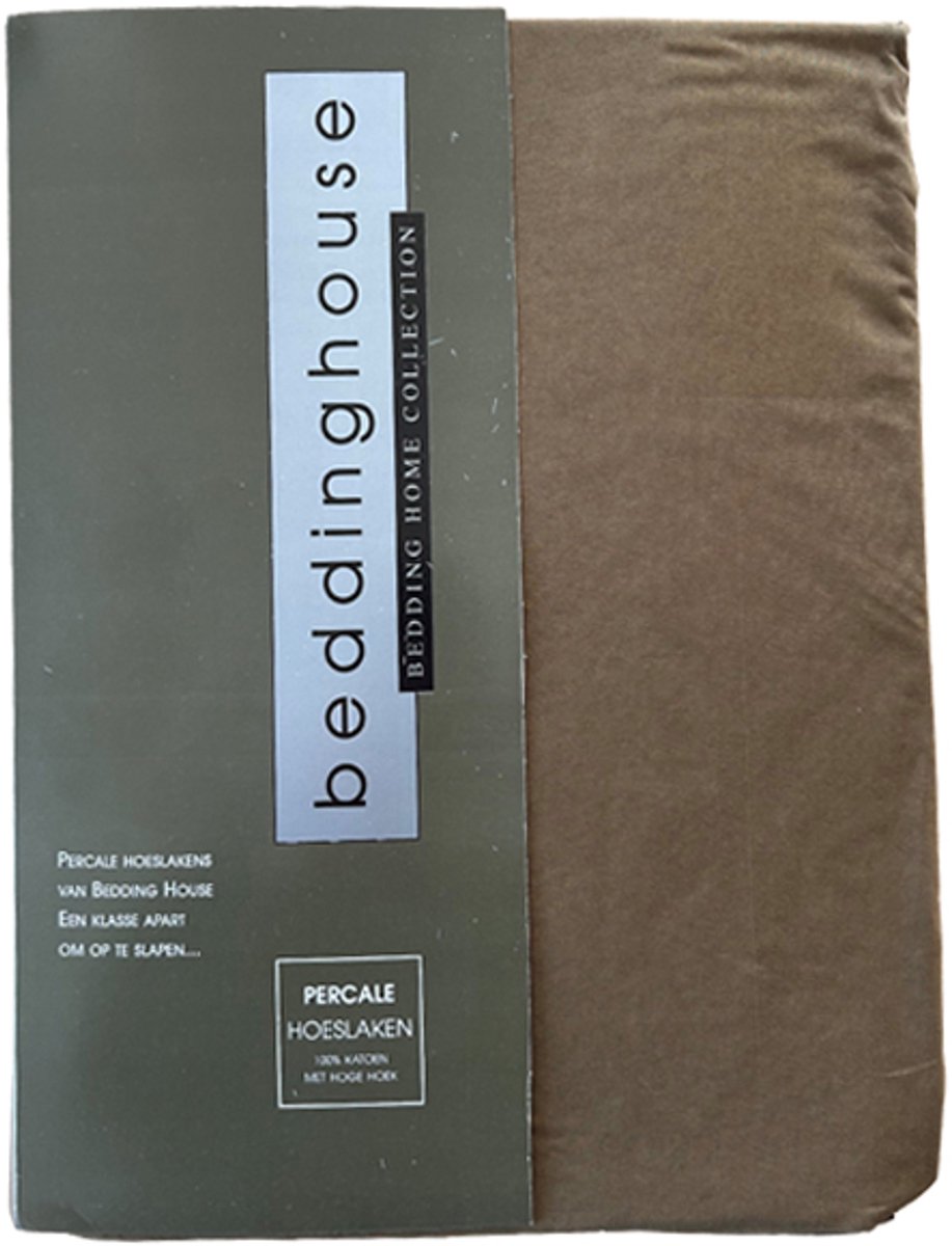 Beddinghouse Luxe Percale Katoen Hoeslaken - 160x200 cm - Army Green - Extra Hoge Hoek 30 cm - Perfecte Pasvorm