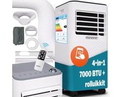 Monzana Mobiele Airco 7000BTU - 4in1 Kit Rolluik 20-25m² met App - Wit
