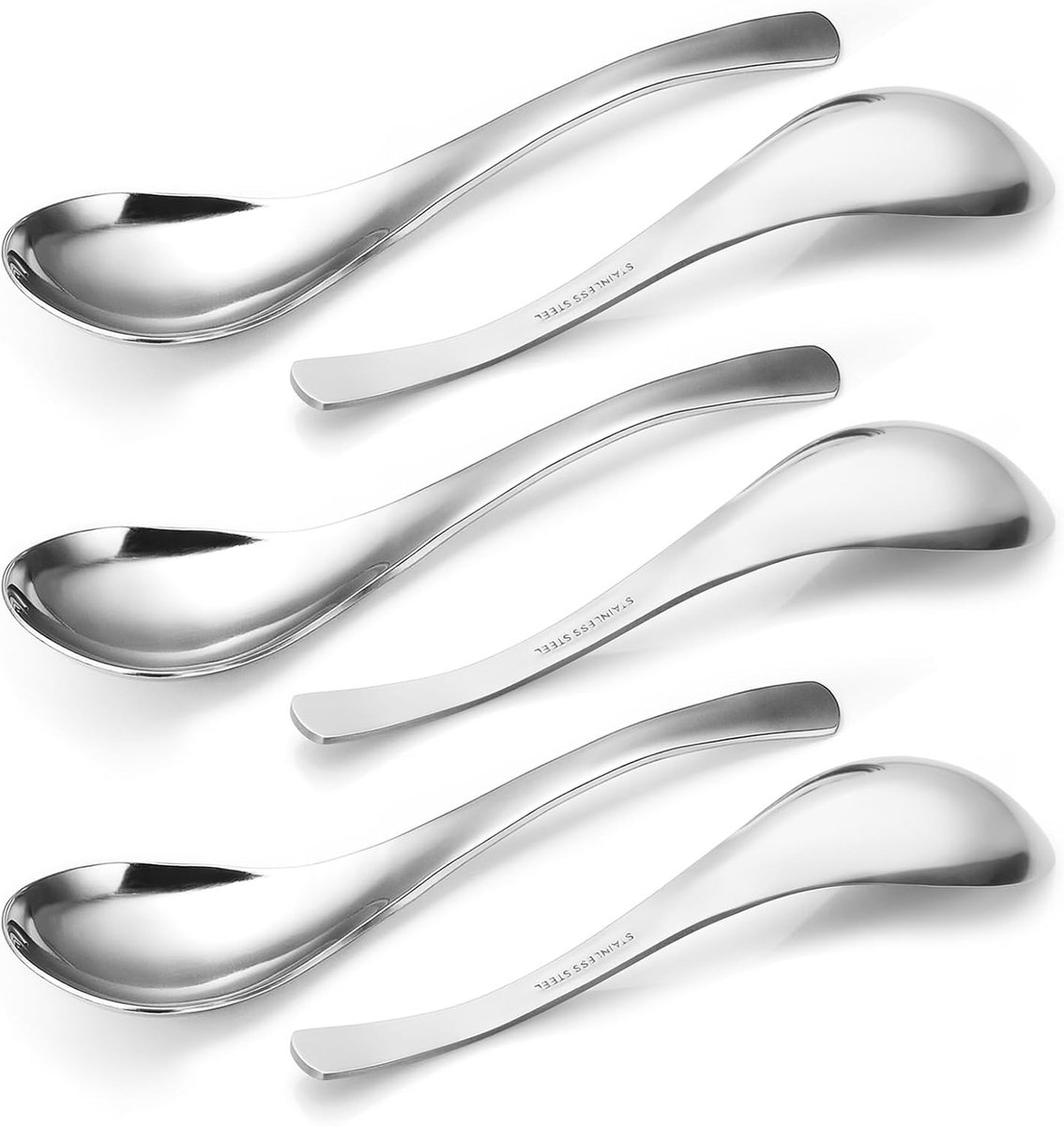 Dikke, zware soeplepels, hoogwaardige roestvrijstalen soeplepels, set van 6