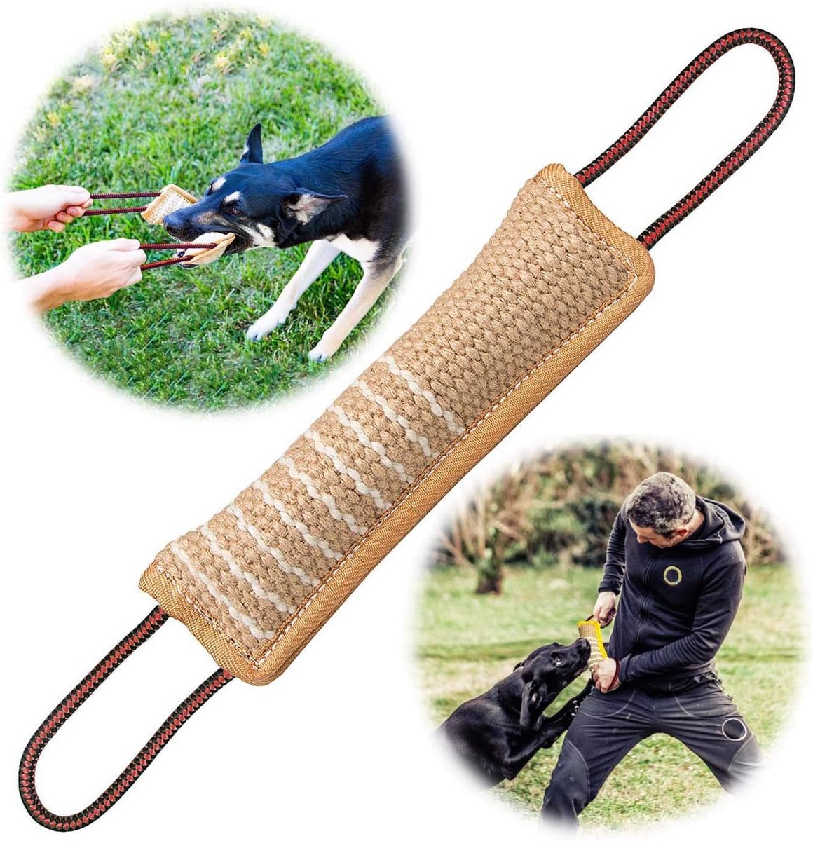 Oneay Jute Hondenspeelgoed – Extra Sterk Bijtspeeltje voor Honden – Interactief Touwtrekspeeltje – Duurzaam Kauwspeelgoed voor Middelgrote en Grote Honden – Robuust Hondenspeeltje voor Training en Spelen