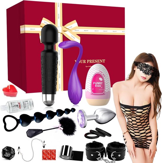 Seksspeelgoed Set 16-Delig – Valentijnscadeau voor Koppels | Vibrator, Butt Plug, Anale Kralen, Masturbator & Glijmiddel | Erotisch Cadeau Vrouw & Man | Discreet Verpakt