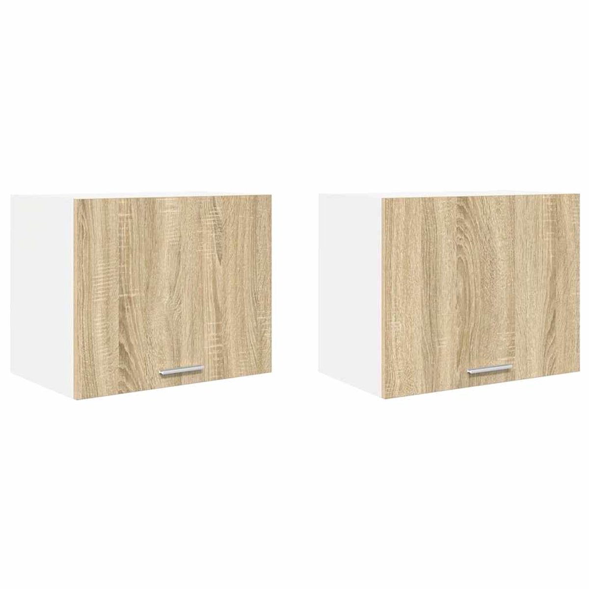 vidaXL Hangkast - 2 - st - Sonoma - eiken - en - wit - 50 - x - 31 - x - 40 - cm - Bewerkt - hout Sonoma eiken en wit