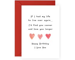 Liefdevolle Verjaardagskaart 'I Love You Longer' voor Partner of Echtgenoot - Leeg vanbinnen met Gratis Stickers