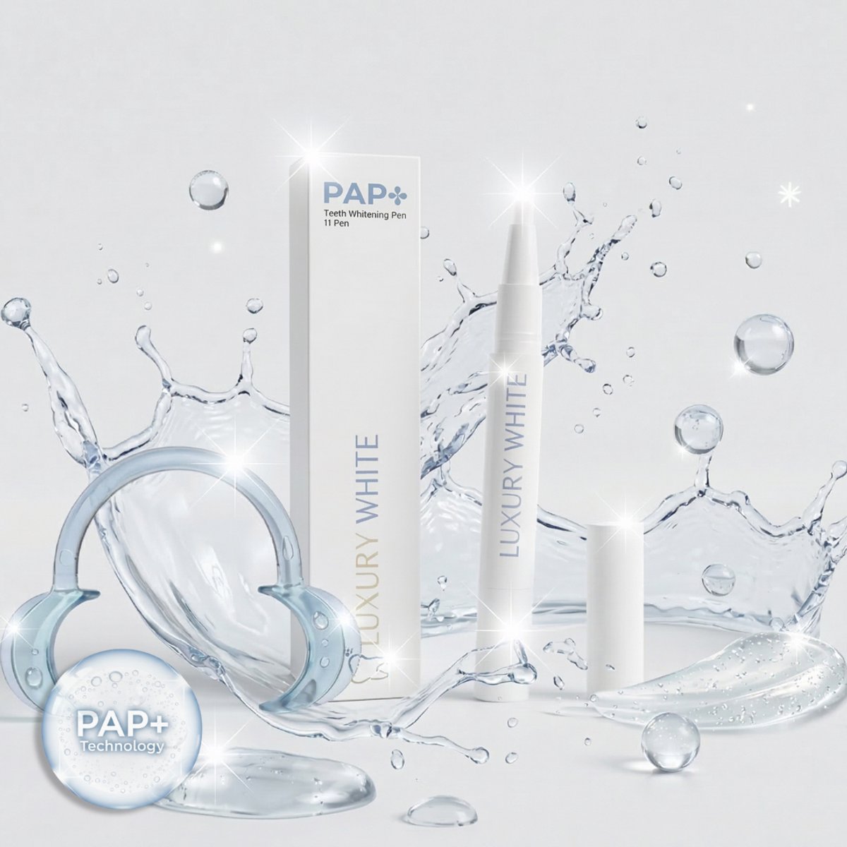 Luxury White - Starter Kit - PAP+ Whitening Pen & Mondspreider – Tandenblekers - Tandenbleek Pen – Whitening Strips - Smile - luxurywhite - Cresting Formula - Witte Tanden Bleken - Tandenbleek Set - Whitestrips – Pure Ingrediënten – Luxe – 2ml