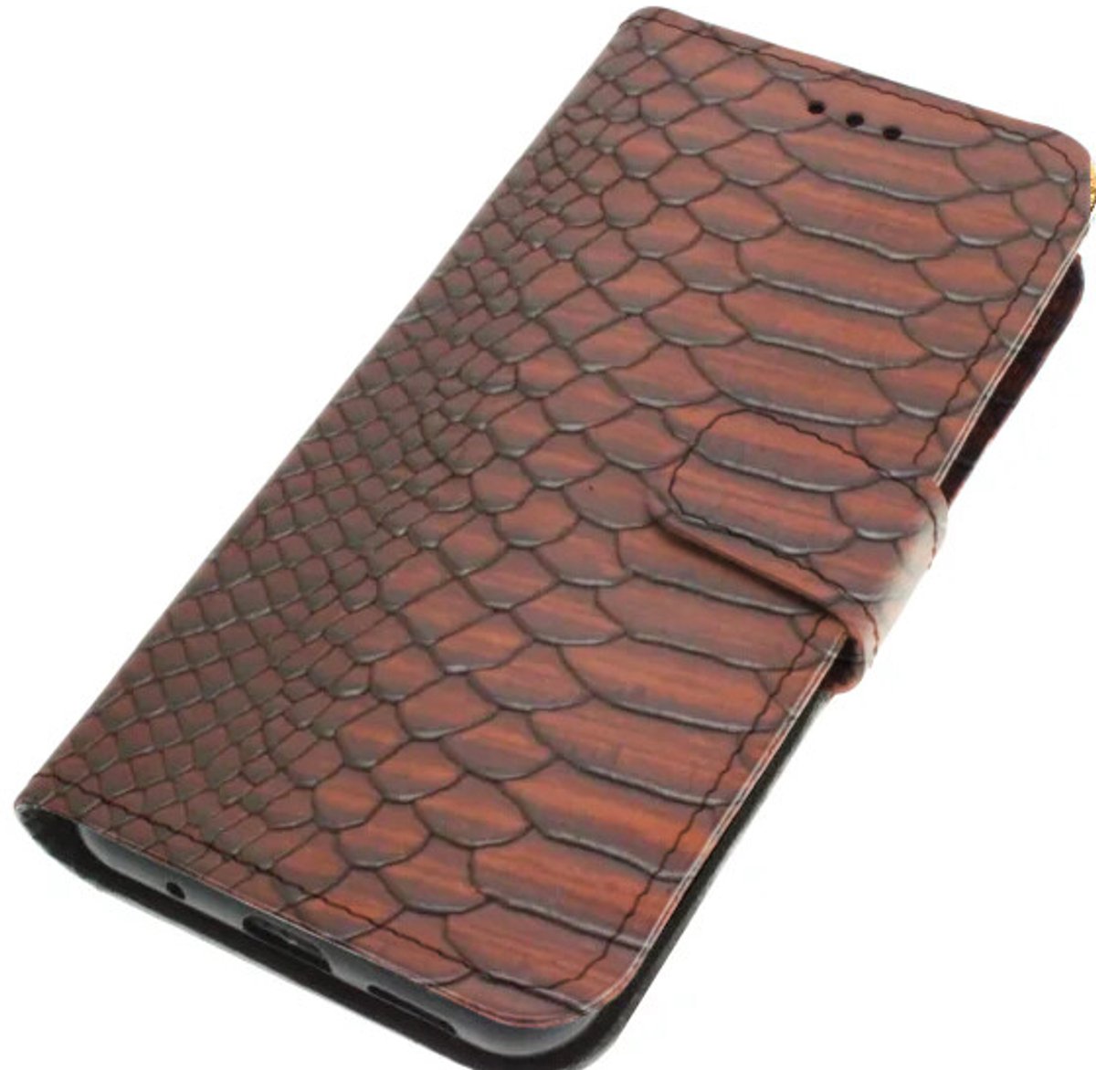 Echt leer hoesje geschikt voor Samsung Galaxy S24 Robuust kalfsleer – stug reptiel reliëf