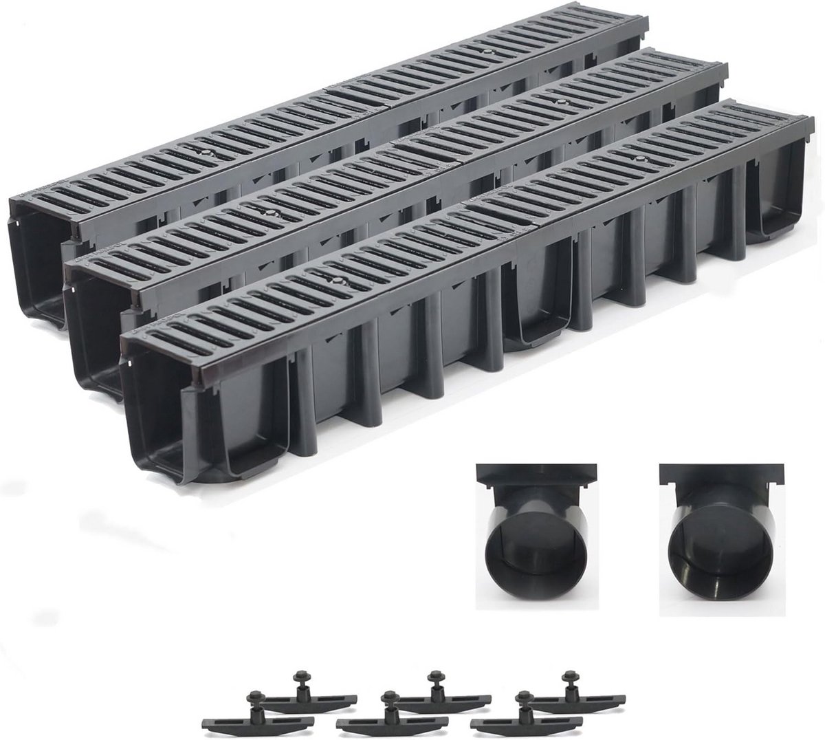 Complete Afvoergootset met Rooster - Vloergoot voor Regenwaterafvoer - Hoogte 148mm