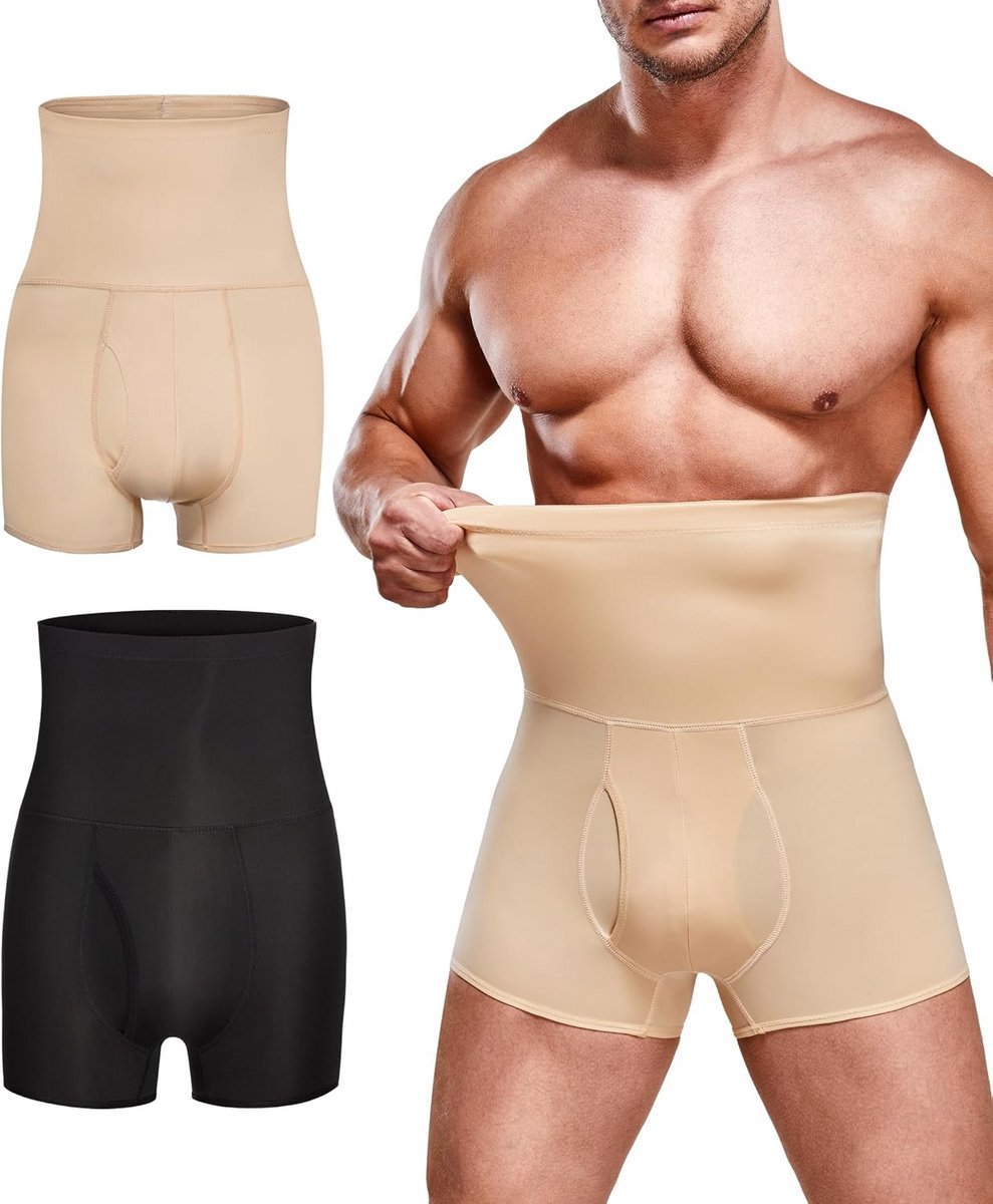 Heren Compressie Boxer Shorts met Hoge Taille voor Buikcontrole en Bodyshaping