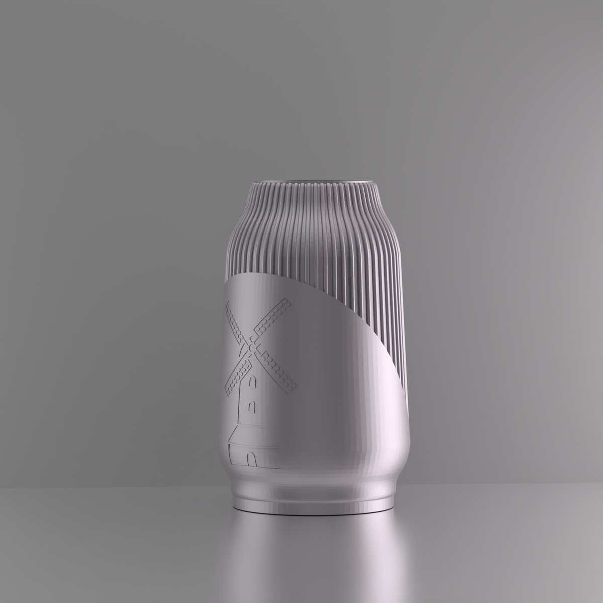 3d-gezellig Miranda met molen - Vaas - Waterdicht - Zilver - Maat 25 cm - Kunststof - Modern - Bloemenvaas - 100% gerecycled PLA (bioplastic)