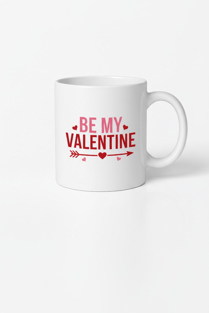 Valentijn Mok "Be My Valentine" - Romantisch Cadeau met Harten Design