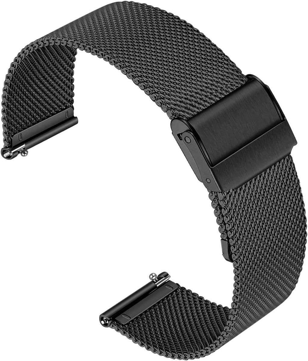 Mesh Geweven Metalen Horlogeband - Universeel en Quick Release - Voor Mannen en Vrouwen - Geschikt voor Smart Horloges, Fossil Seiko - Dubbele Veiligheidsgesp - Elegante Horlogebandsluiting