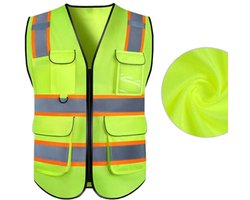 Veiligheidsvest voor volwassenen - Reflecterend vest - Beschermende kleding - Verkeers- en bouwvest - Reflecterend vest voor landmeters, verkeersregelaars, hardlopers, enz. - Fluorescerende kleur - Maat XXL