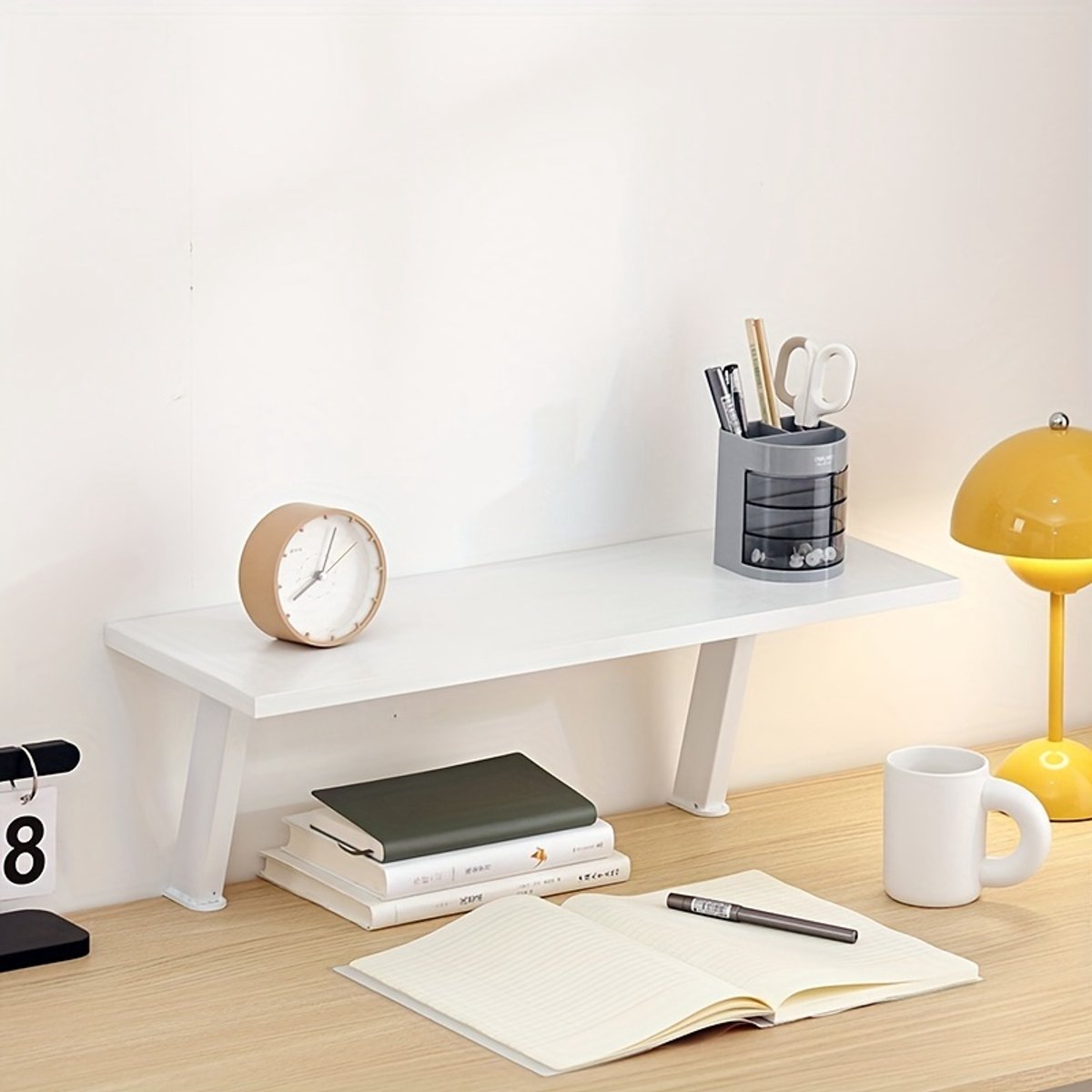 Clip-on Bureau-organizer, Verstelbaar Zwevend Bureau-uitbreidingsrek, Draagbaar Ontwerp Zonder Boren. Ideaal Voor Het Organiseren Van Uw Bureau Op Kantoor, in Uw Studentenkamer of Thuis - 40 x 20 cm