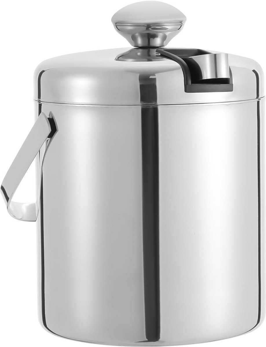 Geïsoleerde IJsemmer RVS met Deksel, Zeef en Ijstang - 1.3L Dubbelwandig