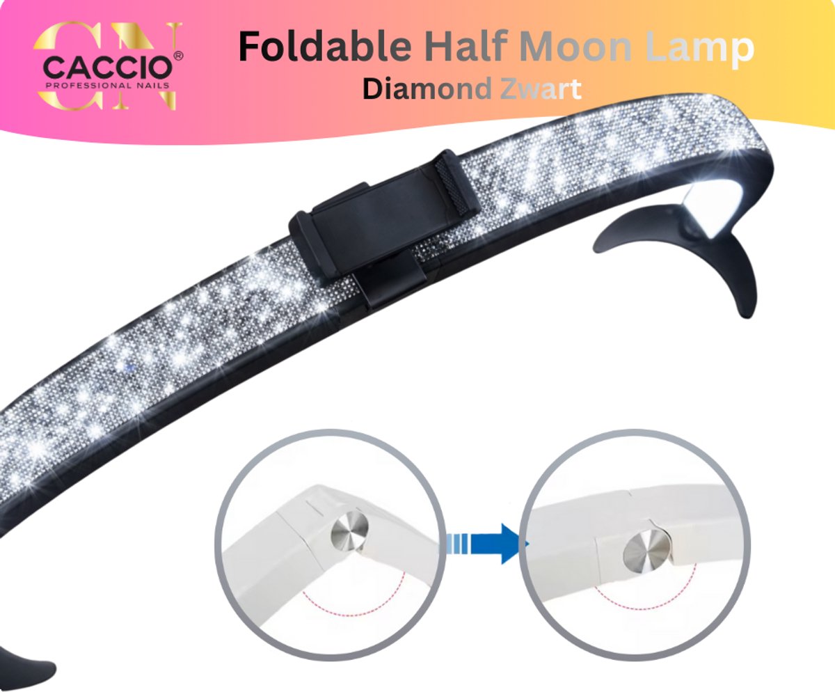 Bureaulamp voor manicure-Half moon light-voor nagelswerk diamant zwart-Studio-Halve maanlamp voor nagels met telefoonhouder (40 W 730 mm lang) nageltechnieklicht nageltafellamp met instelbare helderheid-tafellamp voor nagels-wimperverlenging-Tatoage