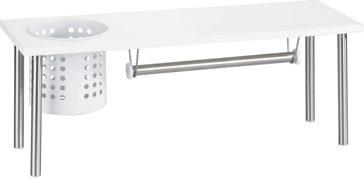 Universeel Keukenrek RVS & MDF met Rolhouder en Keukengerei Houder