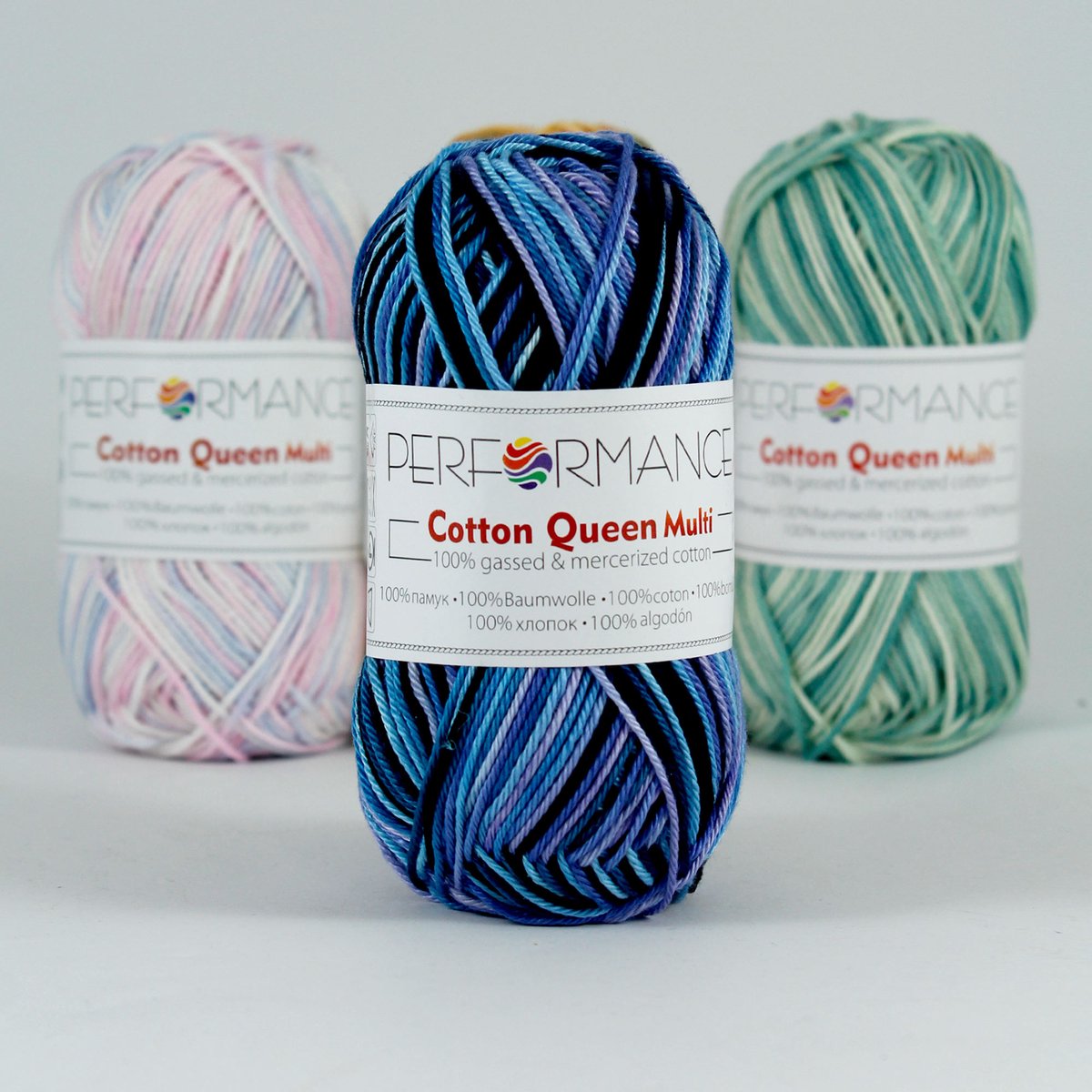 5 bollen haakgaren katoen donker blauw (9533) - Cotton Queen multi garen