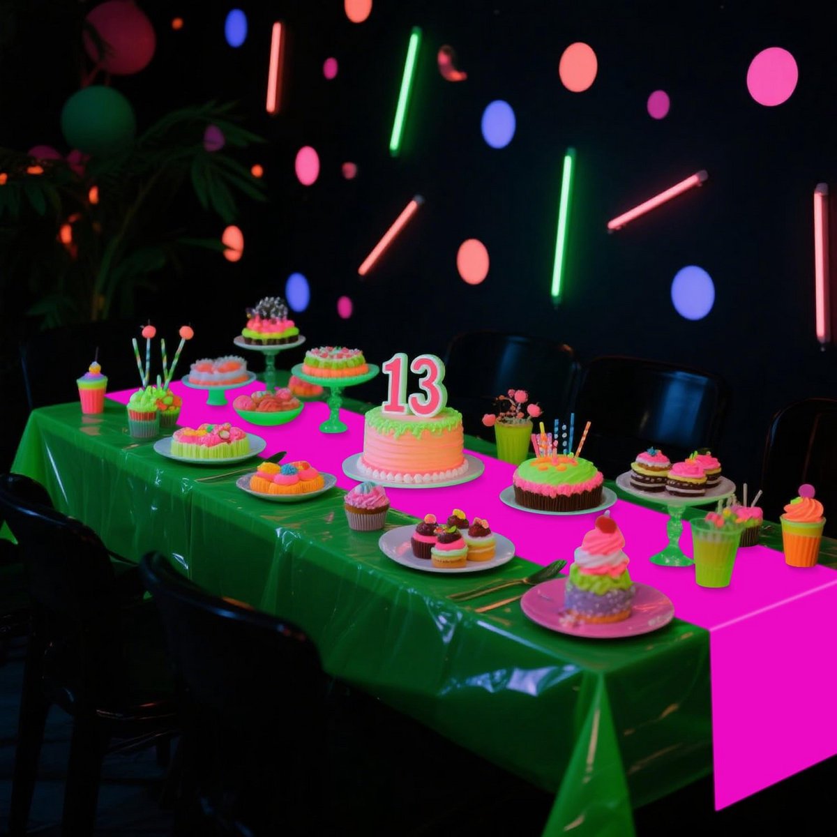 Glow in the Dark Tafelloper Set 8 Stuks Fluorescerend voor Feestdecoratie