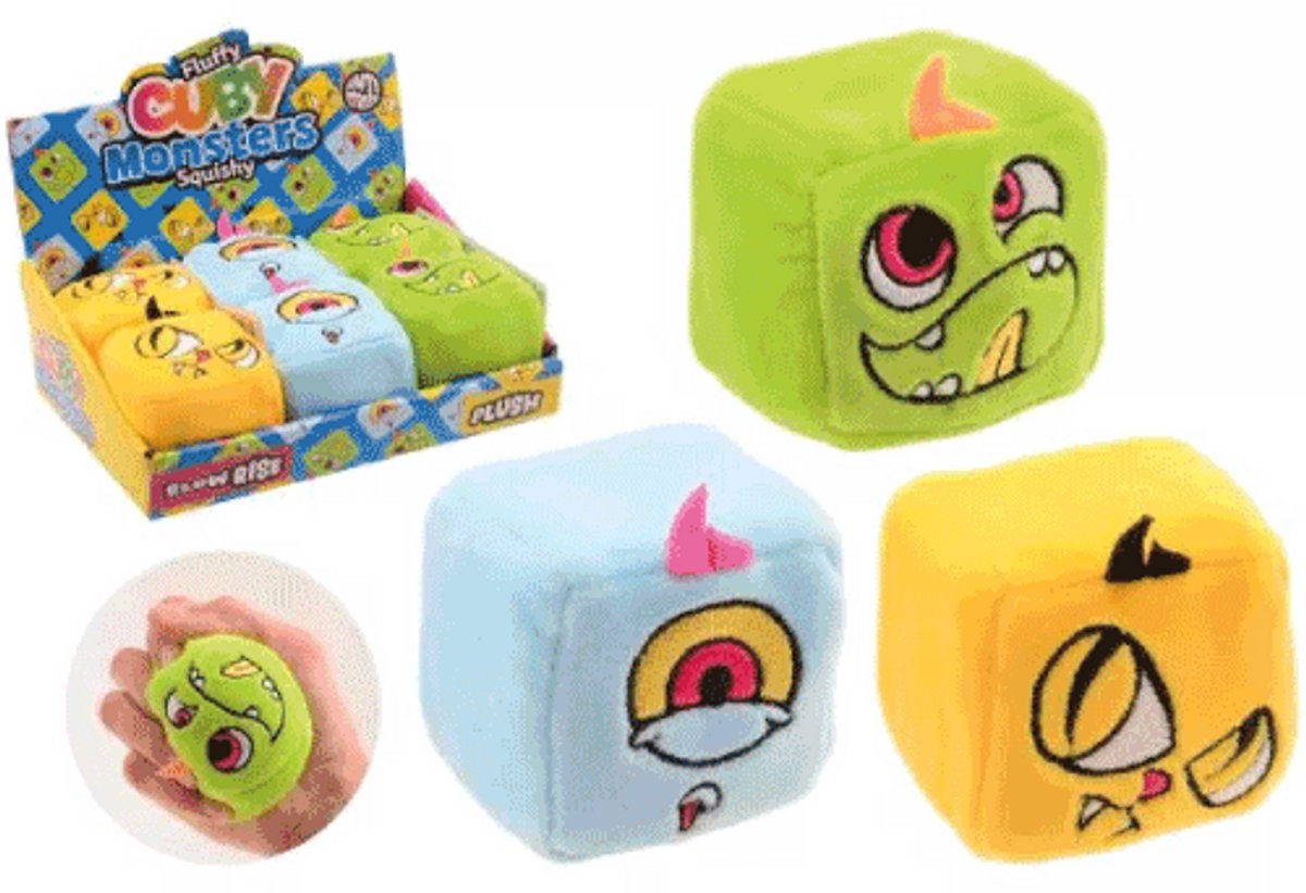 Johntoy pluche slow rise monster kubus speelgoed stressbal.
