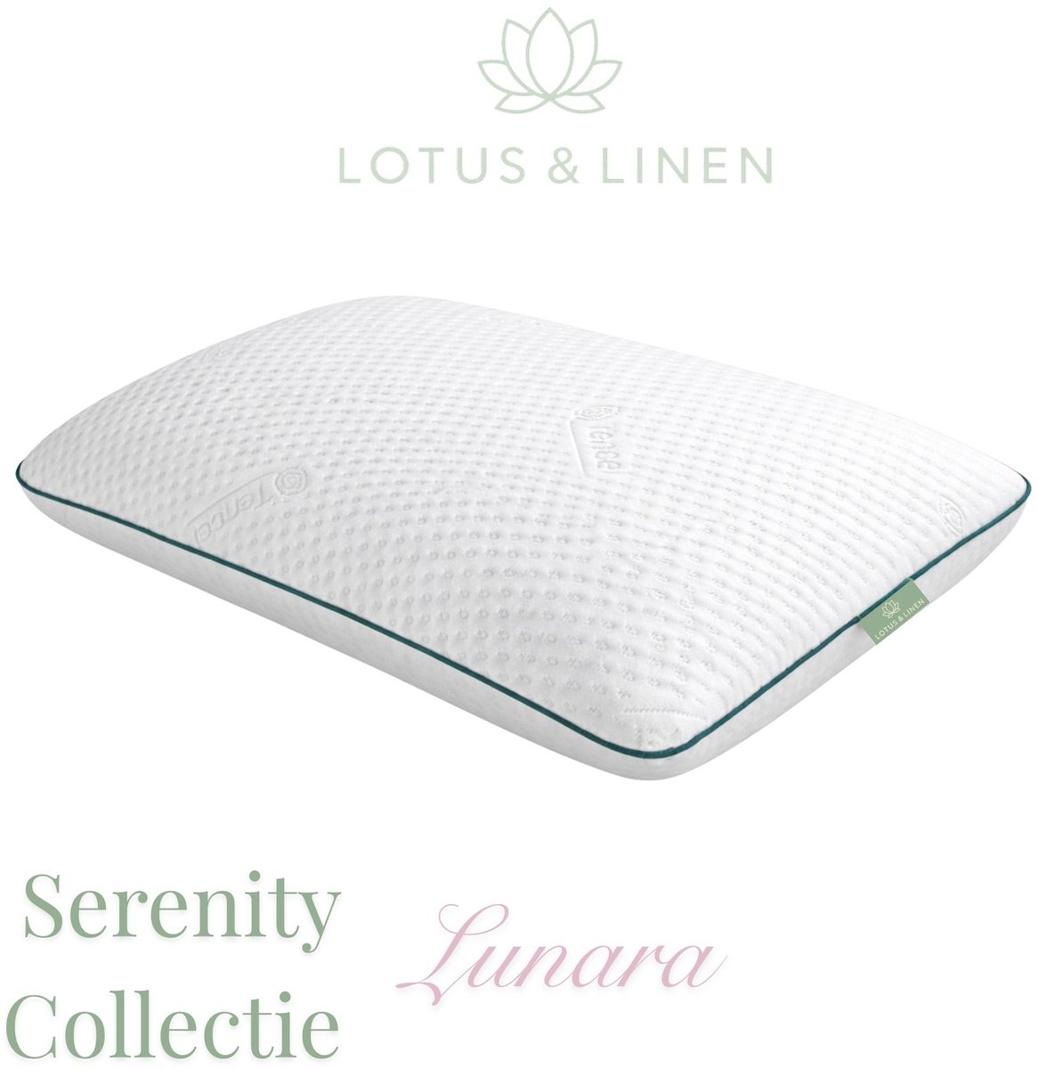 Lotus & Linen Serenity Collectie - Lunara Traagschuim Hoofdkussen - Ergonomisch - Orthopedisch - Anti Nekklachten - Antiallergisch Tencel Hoes - Premium Memory Foam Pillow - 60x40x16 cm