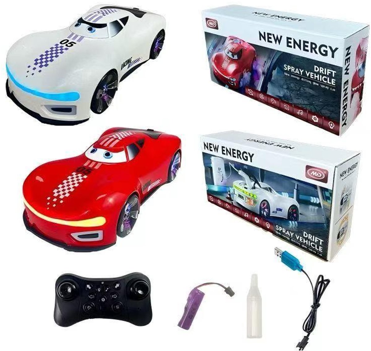 RC Drift Auto met Spray & LED – 2.4 GHz Afstandsbediening, Speelgoedauto voor Kinderen