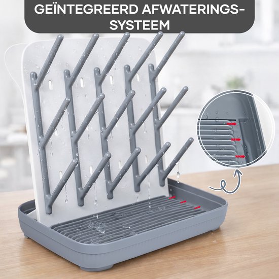Villux Flessenrek Voor Baby - Flessenrek Baby - Flessen Droogrek - Droogrek Flessen - Flessenborstel Baby - Baby Voeding - Baby Flessen - Flessendrager van Villux — afbeelding 2