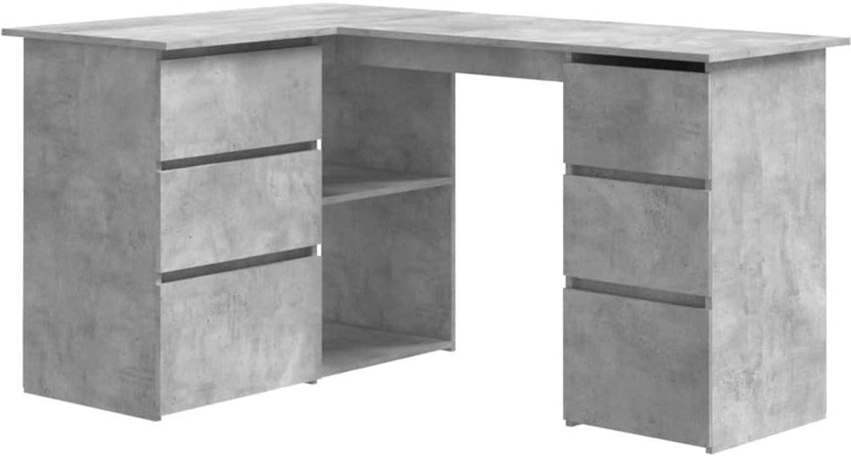 Hoekbureau 145x100 cm Betonlook Opslagruimte