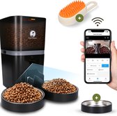 Automatische Voerbak Kat en Hond 6L Upgraded – Slimme Voerdispenser met Camera – Full HD 1080P Night Vision – Two-Way Audio – RVS Dubbele en Enkele Voerbak – App-bediening – Voerschema Instellen – Prime AnimalZ – Zwart