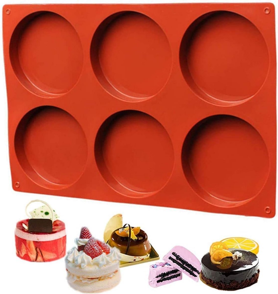 Ronde Siliconen Bakvorm voor Cake, Taart en Hars - 6 Holtes