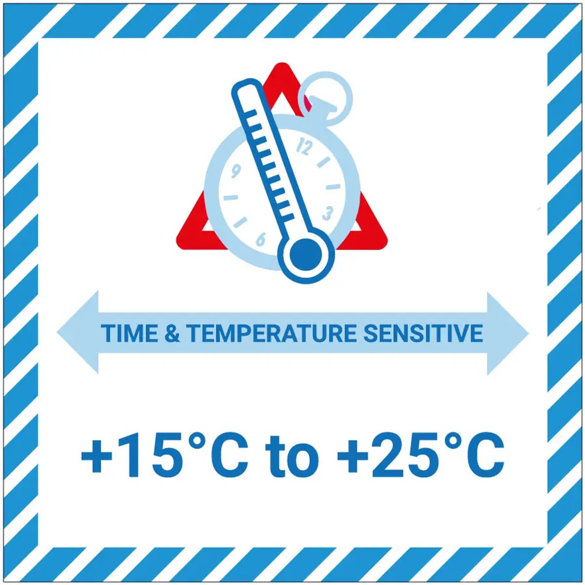 Time & temperature sensitive 15 tot 25 graden sticker | 40 x 40 cm