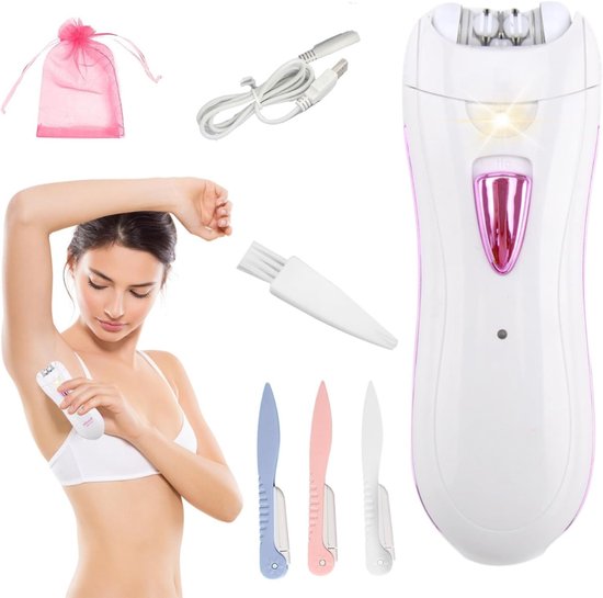 Aura® Epileerapparaat dames - Epilator Gezicht & Lichaam - Ladyshave – Wit en Roze- 12cm x 4cm x 1cm