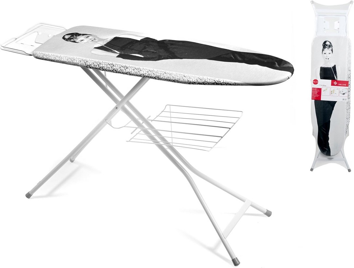Strijkplank inklapbaar met metalen onderstel en katoenen bekleding 114x36 cm