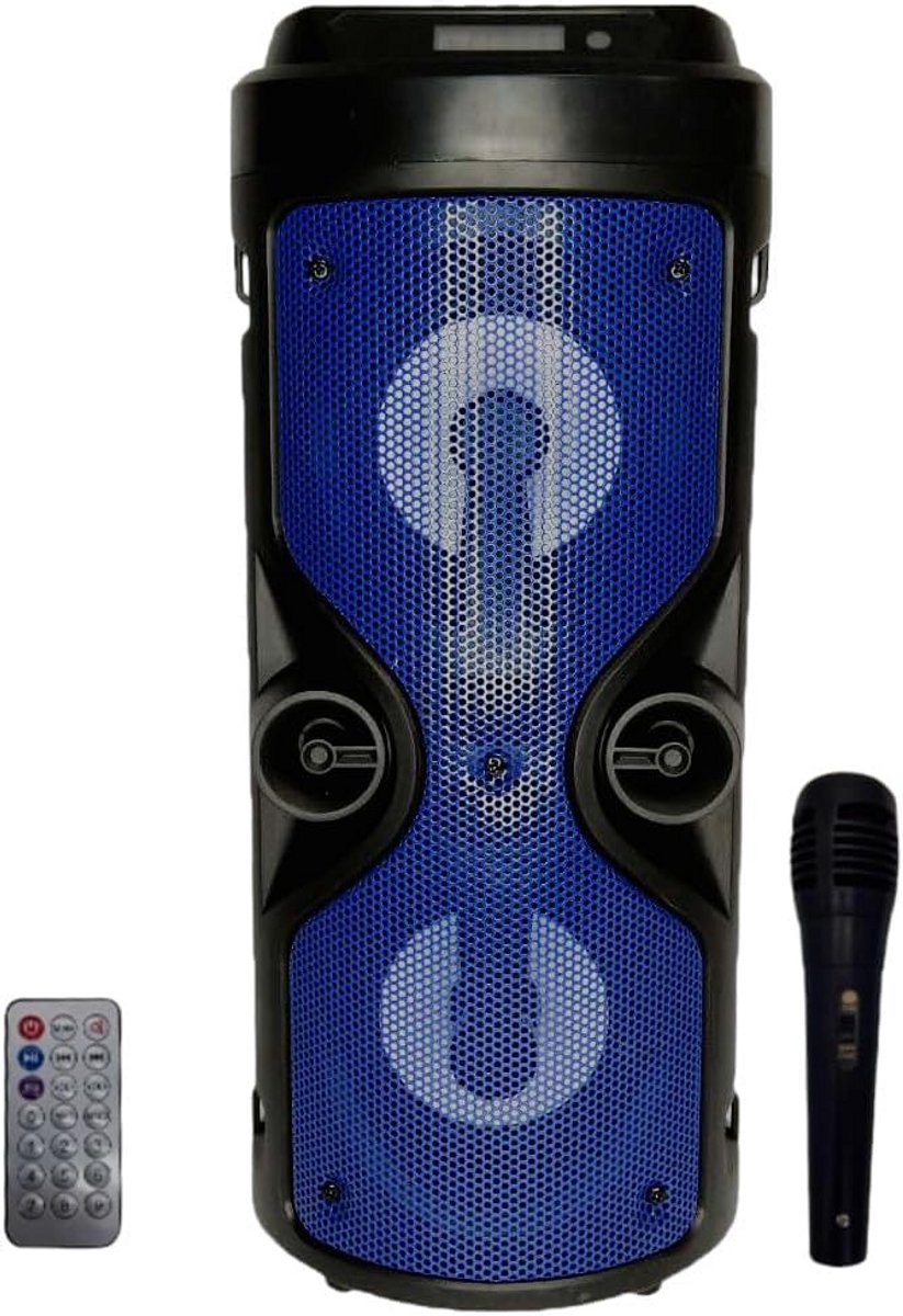 Draagbare Bluetooth Speaker met Karaoke Microfoon, RGB LED Verlichting en FM Radio