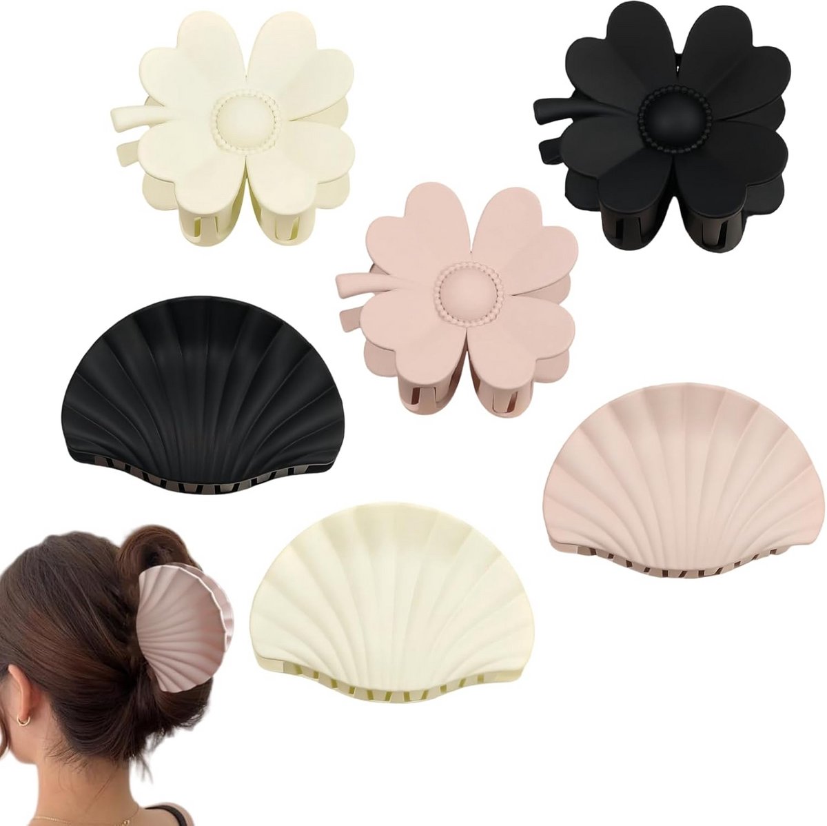 Grote Antislip Haarclips met Klem voor Dames - 6 Stuks Matte Acryl