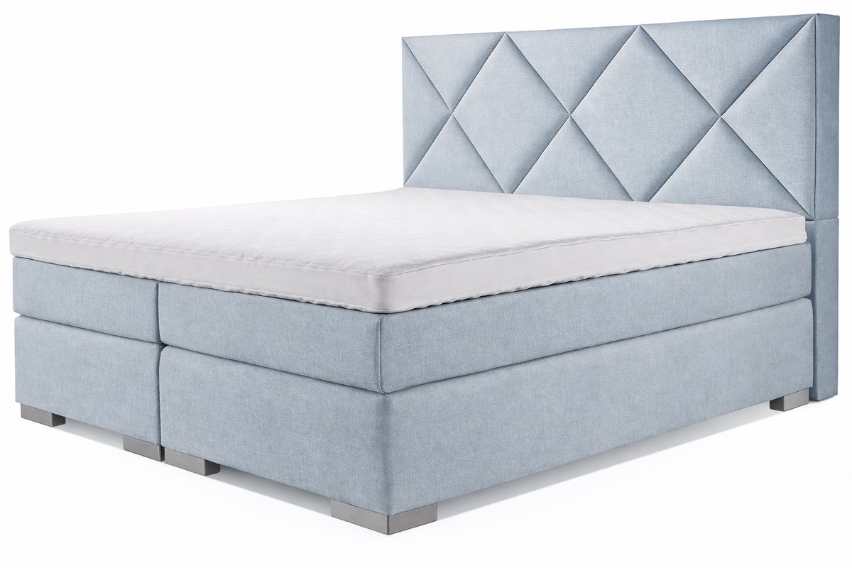 Boxspring Zen - 180x200 - Incl. Ruiten hoofdbord - Blauw