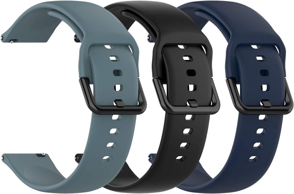 Siliconen Horlogebandjes 3-Pack met Bloemenpatroon voor Diverse Smartwatches (20mm)