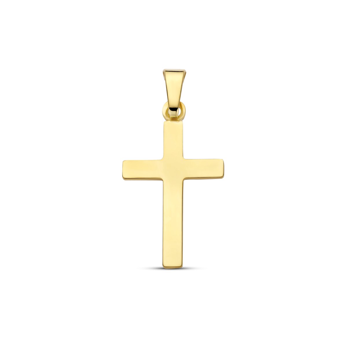 9NBG-1008 - New Bling - Holle kruis hanger gepolijst - 14kt geelgoud - 25.5 x 11.94 mm