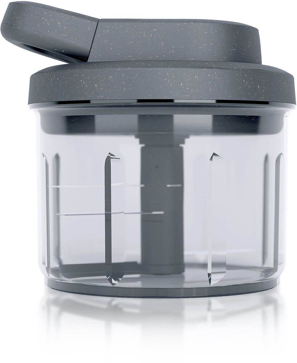Zyliss Easy Pull Handmatige Foodprocessor – Grijs (Beluga) – 800 ml – Compacte Hakmolen – Zonder Stroom – RVS Messen