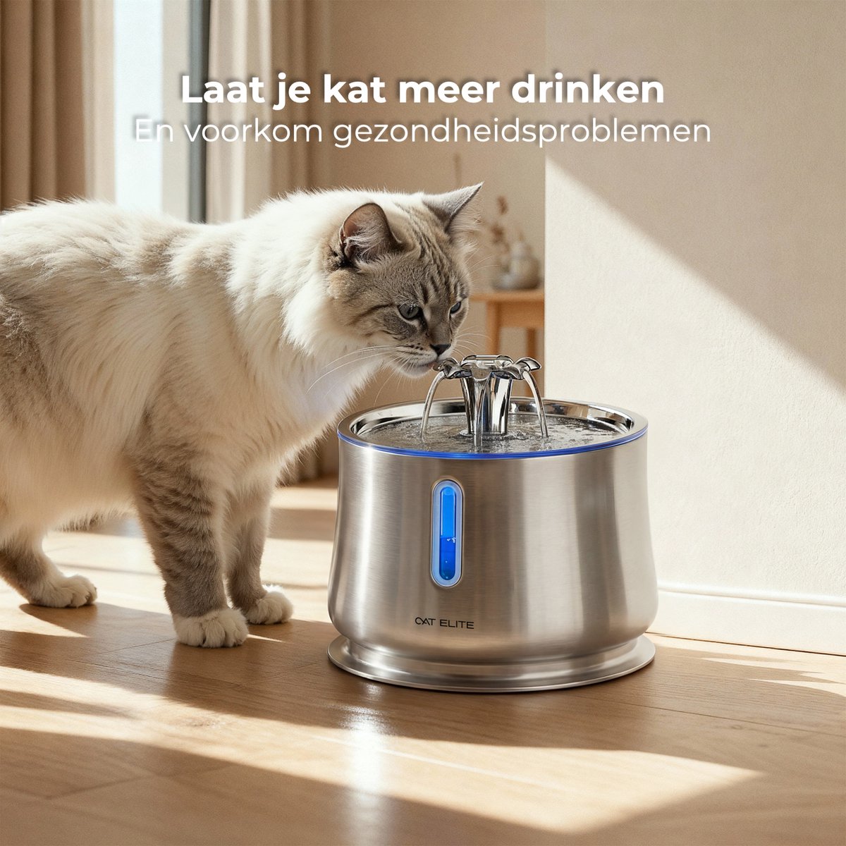 CatElite® - RVS Drinkfontein Kat | Mist - Waterdispenser incl. 3 filters - 2.5L Waterfontein Kat - Kattenfontein - Fluisterstil thumbnail 5