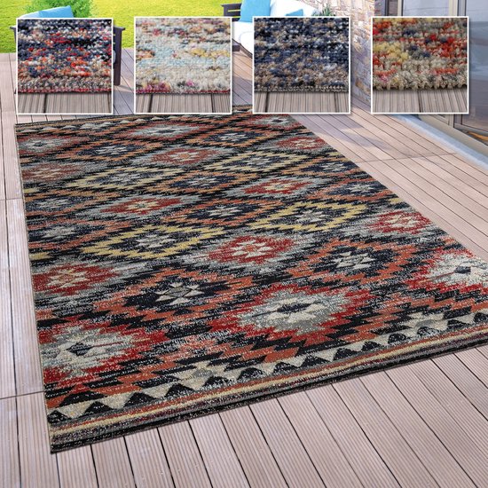 Paco Home Vloerkleed voor buiten voor balkon, laagpolig met oosters design, verschillende kleuren en formaten 60x100 cm