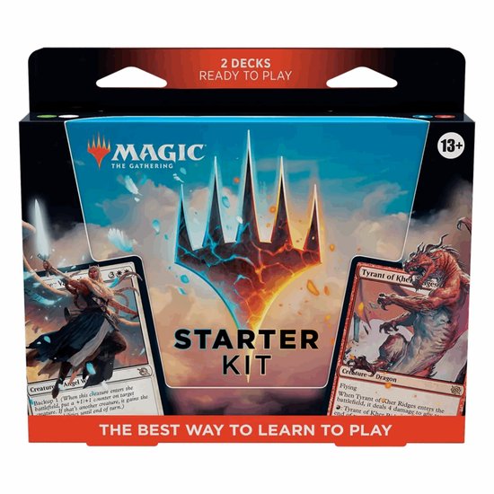 Magic: The Gathering Starter Kit met 2 speelklaare decks. Op de voorkant een draak en engel.