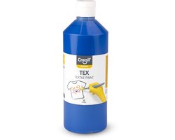 Creall Tex - Textiel- & Stoffenverf - Blauw- 500ml - Machine wasbaar na fixatie - Voor T-shirts, jeans, schoenen, stoffen tassen, meubels en auto-interieurs/hemelbekleding - Gemaakt in NL - Glutenvrij