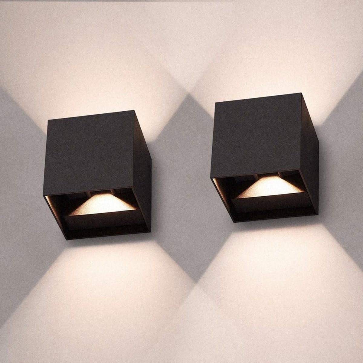 Set van 2 LED Buiten Wandlampen Zwart Up and Down - IP65 Waterdicht met Instelbare Lichtbundel - 3000K Warm Wit Licht